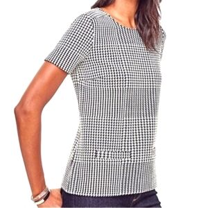 Ann Taylor Houndstooth Sweater T-Shirt, Black & White, Size XSP